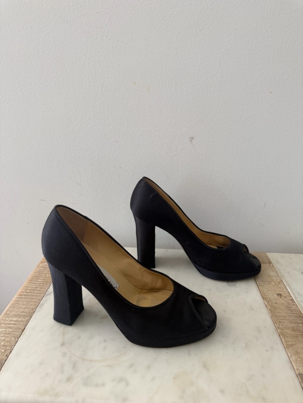 Dolce & Gabbana Black Peep-Toe Block Heel Pumps